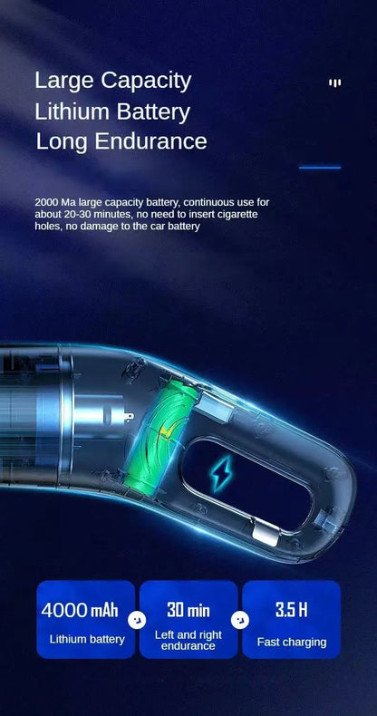 Handheld Home Vacuum Cleaner Rechargeable Portable Vacuum Cleaner Car Home Dual Purpose Wireless Dust Catcher Pet Hair 10000PA - ZOOMNSTORE