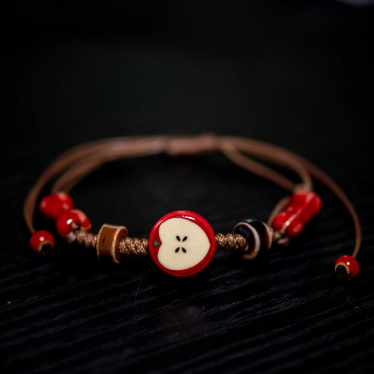 Handmade Apple Bracelet - Adjustable Woven Cord Cartoon Jewelry for Gifts - ZOOMNSTORE