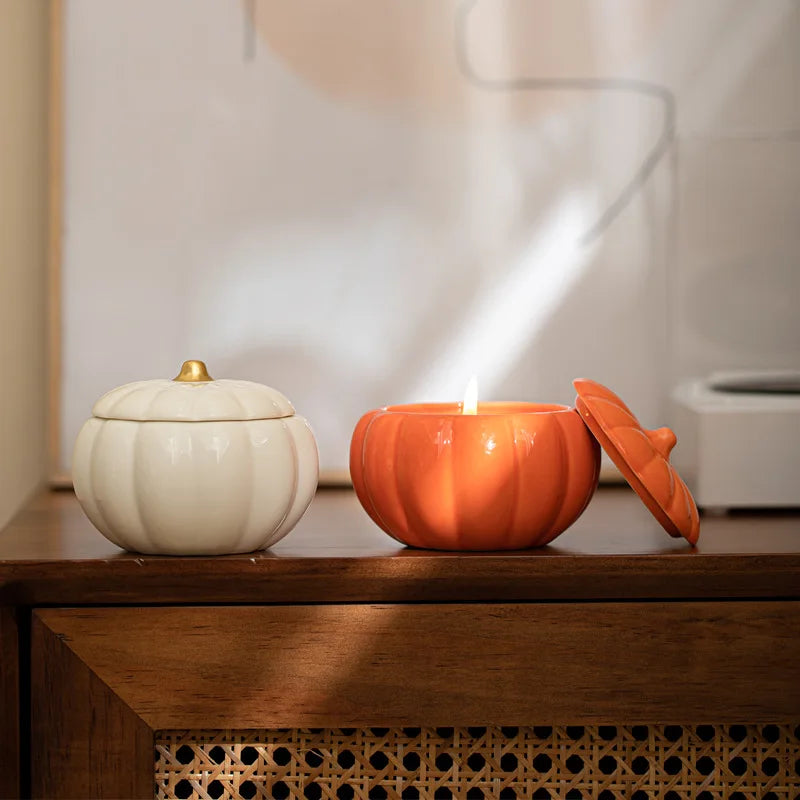 Pumpkin-Shaped Handmade Aromatherapy Candle - Holiday Decor  Gift Decoration - ZOOMNSTORE