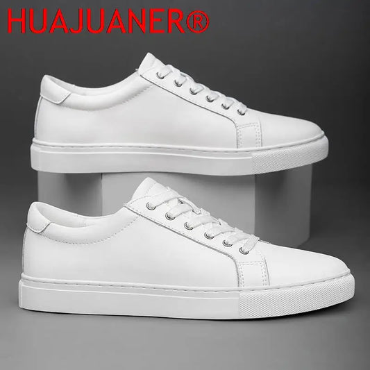 Handmade Black Leather Casual Sneakers - Mens Autumn Flats - ZOOMNSTORE