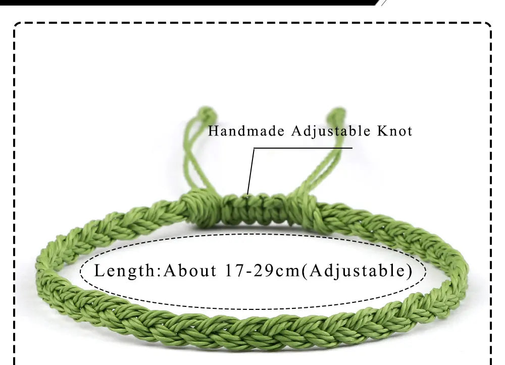 Handmade Braided Bracelets - Adjustable Waxed Thread Charm Jewelry for Men  Women - ZOOMNSTORE