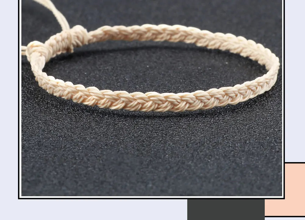 Handmade Braided Bracelets - Adjustable Waxed Thread Charm Jewelry for Men  Women - ZOOMNSTORE