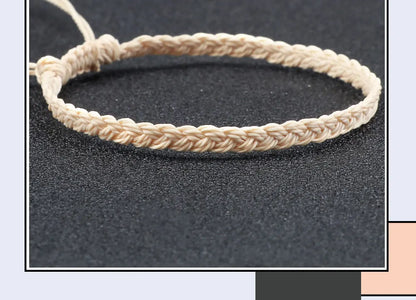 Handmade Braided Bracelets - Adjustable Waxed Thread Charm Jewelry for Men  Women - ZOOMNSTORE