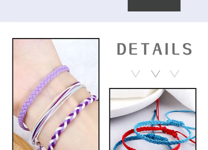 Handmade Braided Bracelets - Adjustable Waxed Thread Charm Jewelry for Men  Women - ZOOMNSTORE