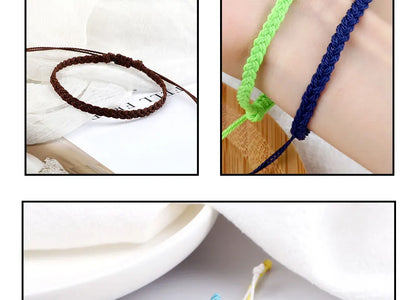 Handmade Braided Bracelets - Adjustable Waxed Thread Charm Jewelry for Men  Women - ZOOMNSTORE