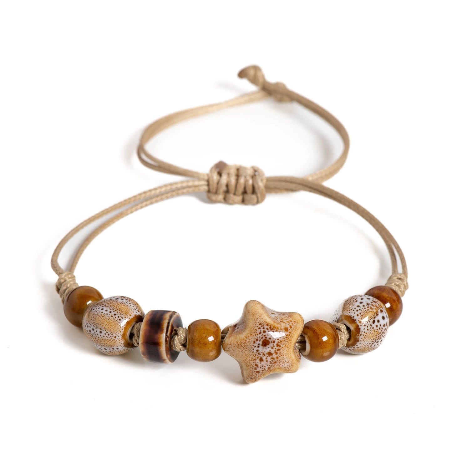 Handmade White Star Claw Bracelet - Adjustable Boho Ethnic Jewelry Gift - ZOOMNSTORE