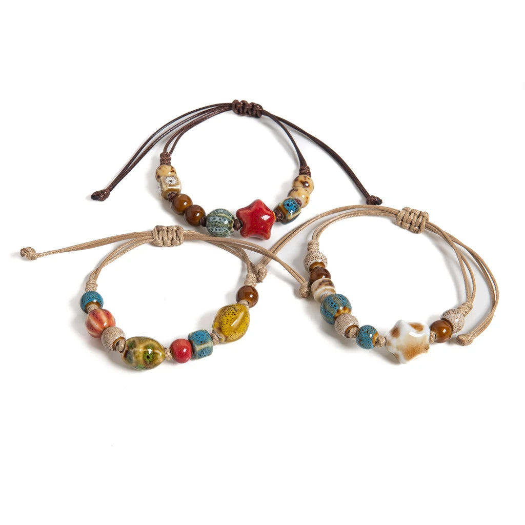 Handmade White Star Claw Bracelet - Adjustable Boho Ethnic Jewelry Gift - ZOOMNSTORE