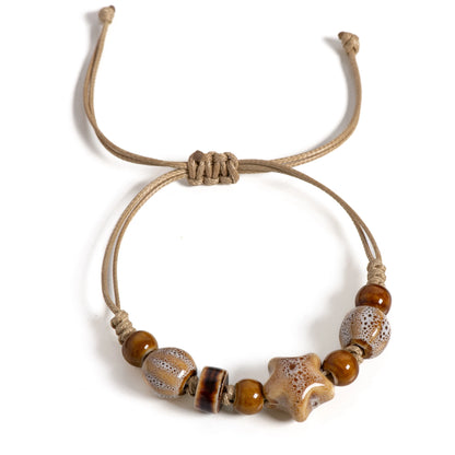 Handmade White Star Claw Bracelet - Adjustable Boho Ethnic Jewelry Gift - ZOOMNSTORE