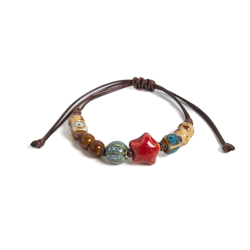 Handmade White Star Claw Bracelet - Adjustable Boho Ethnic Jewelry Gift - ZOOMNSTORE