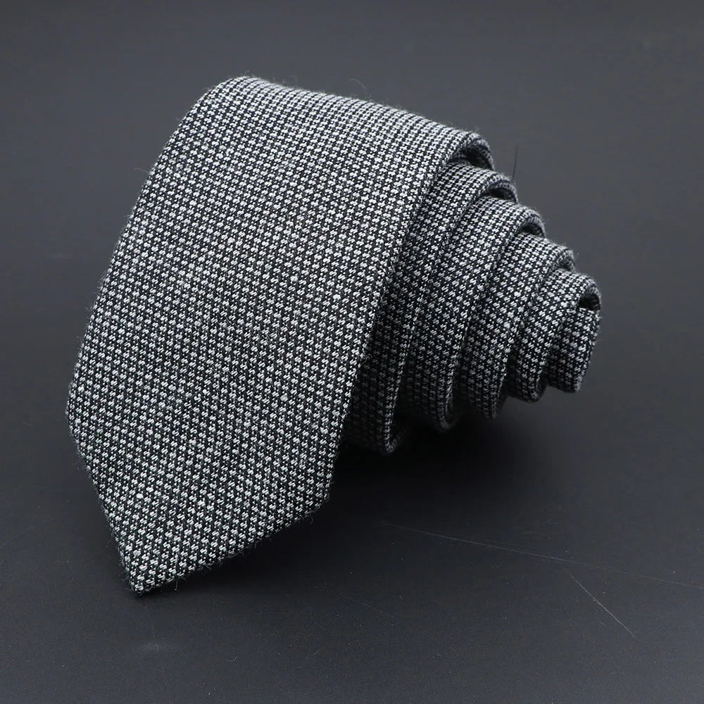 Handmade Cotton Cashmere Necktie - Striped Slim Tie for Men - ZOOMNSTORE
