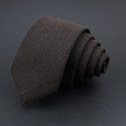 Handmade Cotton Cashmere Necktie - Striped Slim Tie for Men - ZOOMNSTORE