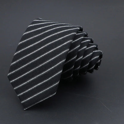 Handmade Cotton Cashmere Necktie - Striped Slim Tie for Men - ZOOMNSTORE
