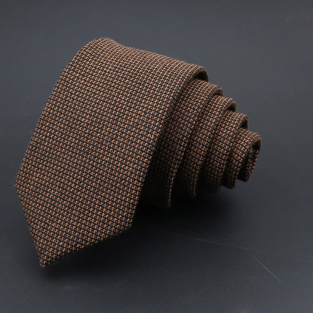 Handmade Cotton Cashmere Necktie - Striped Slim Tie for Men - ZOOMNSTORE