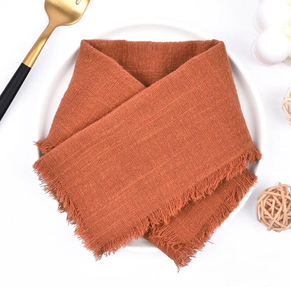 Handmade Cotton Napkins - 10 Pack 32x32cm Fringe Gauze for Dinners Parties Weddings - ZOOMNSTORE