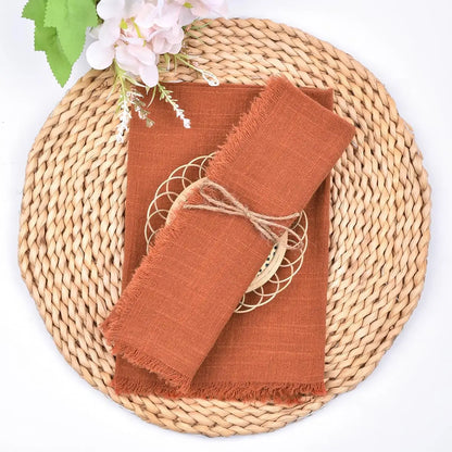 Handmade Cotton Napkins - 10 Pack 32x32cm Fringe Gauze for Dinners Parties Weddings - ZOOMNSTORE