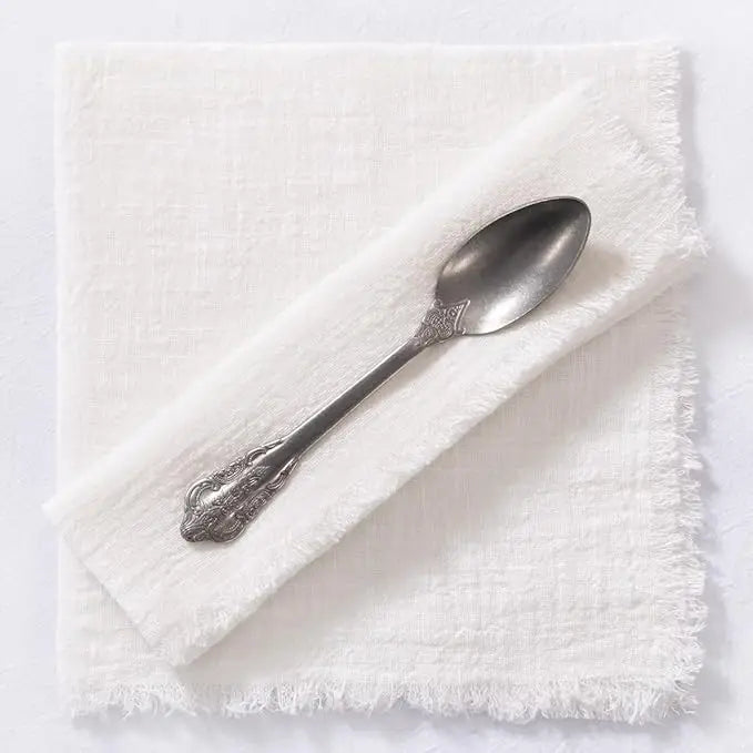Handmade Cotton Napkins - 10 Pack 32x32cm Fringe Gauze for Dinners Parties Weddings - ZOOMNSTORE