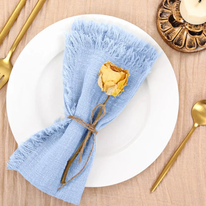 Handmade Cotton Napkins - 50 Pack 32x32cm Gauze with Fringe for Dinners Weddings Parties - ZOOMNSTORE