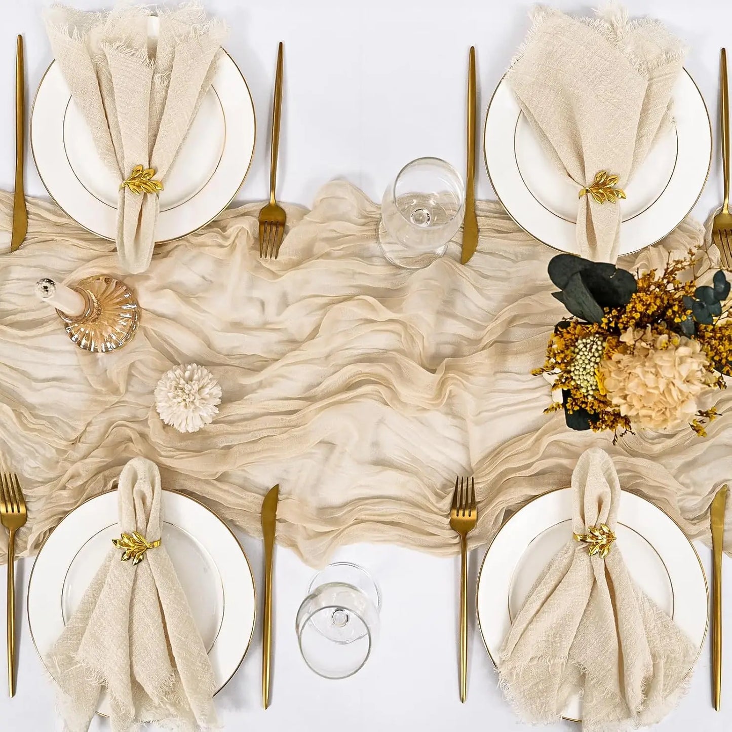 Handmade Cotton Napkins - 50 Pack 32x32cm Gauze with Fringe for Dinners Weddings Parties - ZOOMNSTORE