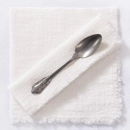 Handmade Cotton Napkins - 50 Pack 32x32cm Gauze with Fringe for Dinners Weddings Parties - ZOOMNSTORE