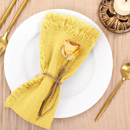 Handmade Cotton Napkins - 50 Pack 32x32cm Gauze with Fringe for Dinners Weddings Parties - ZOOMNSTORE