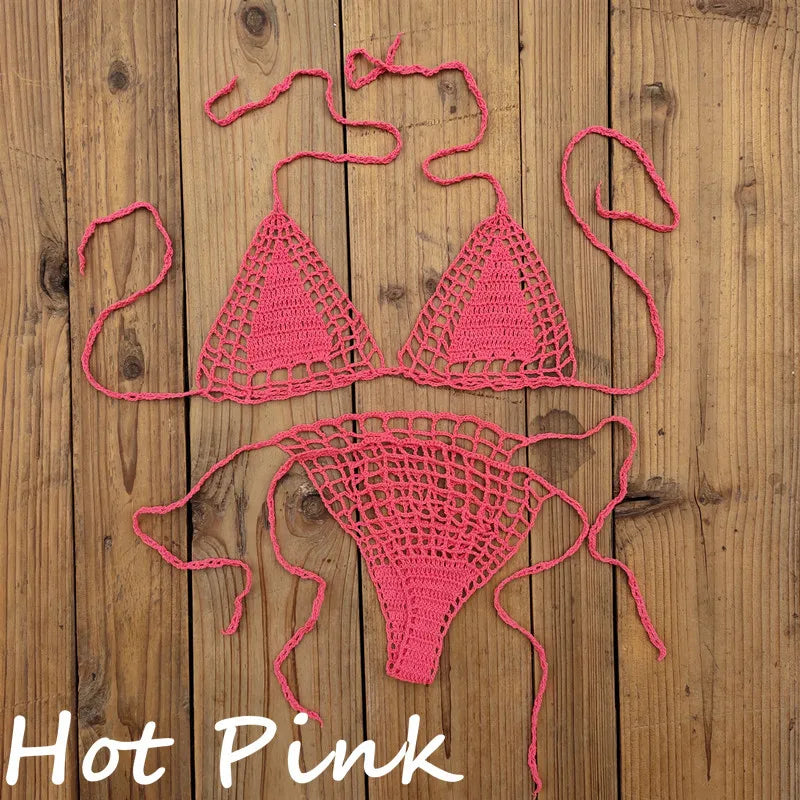 Handmade Crochet Bikini Set - Sexy Micro-Swimsuit  Beach Sundress - ZOOMNSTORE
