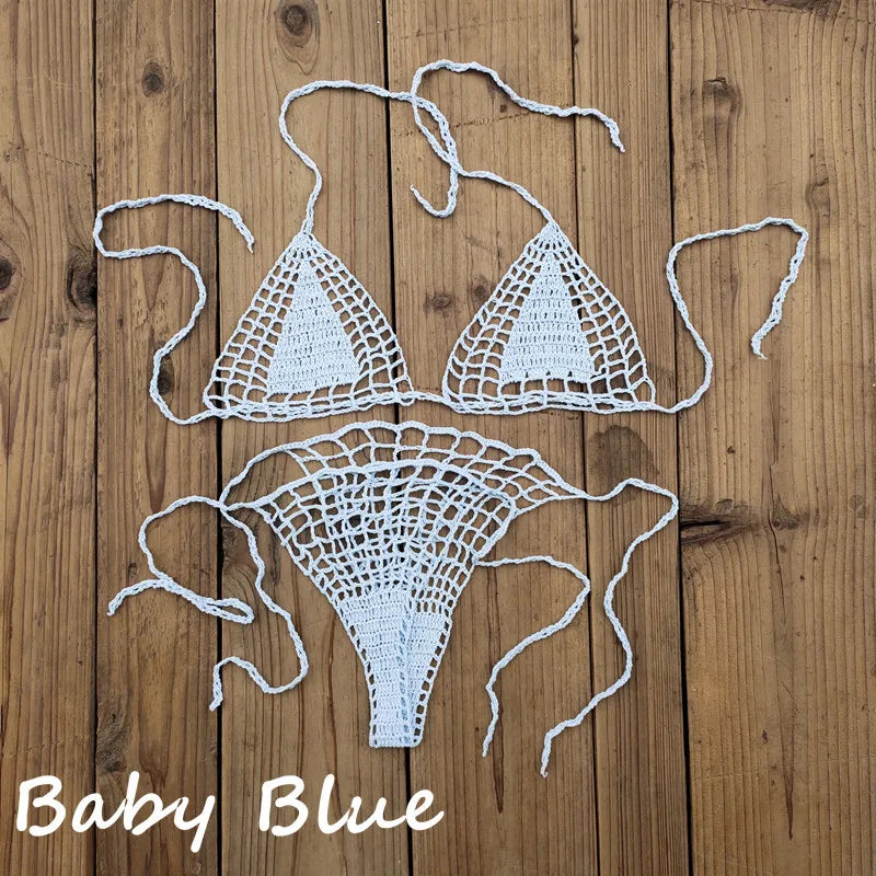 Handmade Crochet Bikini Set - Sexy Micro-Swimsuit  Beach Sundress - ZOOMNSTORE