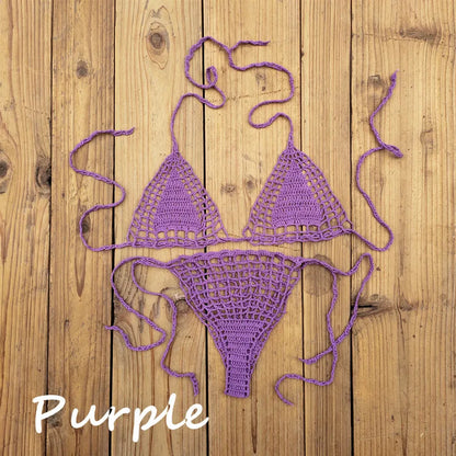 Handmade Crochet Bikini Set - Sexy Micro-Swimsuit  Beach Sundress - ZOOMNSTORE