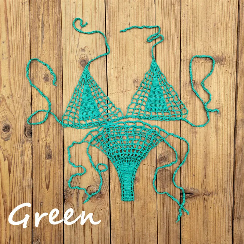 Handmade Crochet Bikini Set - Sexy Micro-Swimsuit  Beach Sundress - ZOOMNSTORE