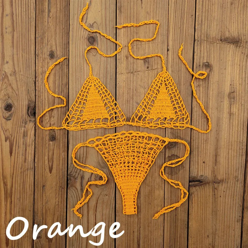 Handmade Crochet Bikini Set - Sexy Micro-Swimsuit  Beach Sundress - ZOOMNSTORE