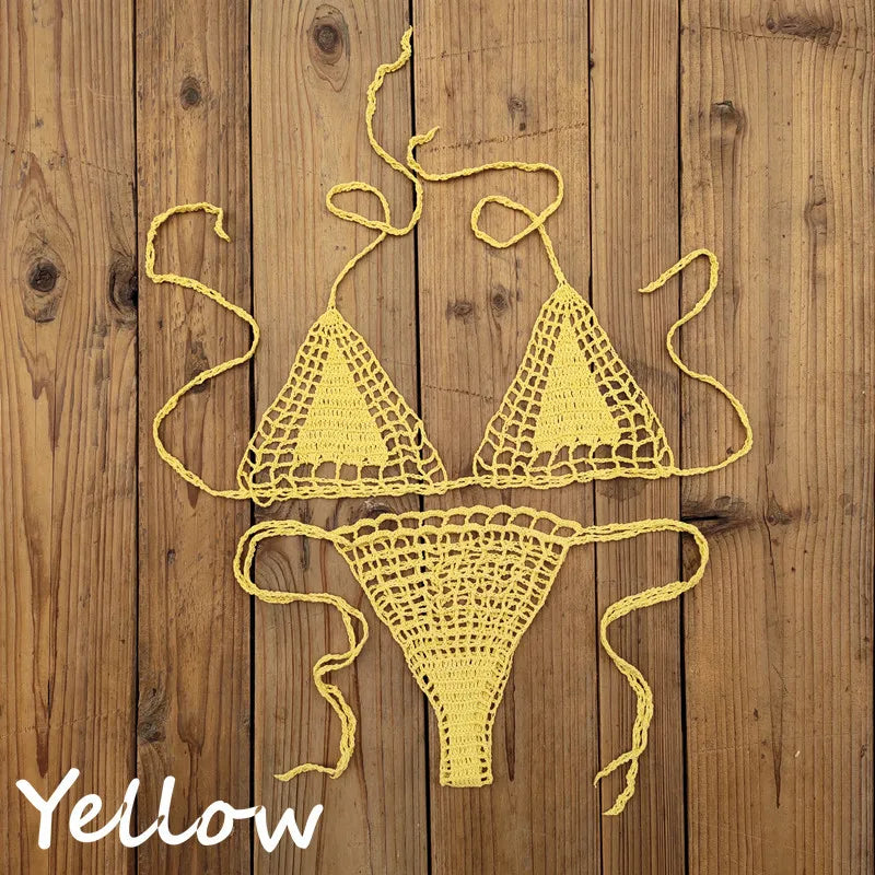 Handmade Crochet Bikini Set - Sexy Micro-Swimsuit  Beach Sundress - ZOOMNSTORE