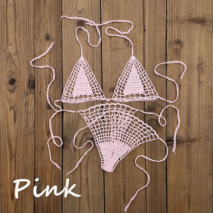 Handmade Crochet Bikini Set - Sexy Micro-Swimsuit  Beach Sundress - ZOOMNSTORE