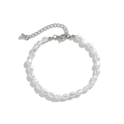 Handmade Oval Pearl Chain Bracelet Necklace Set - Unisex Fashion Jewelry - ZOOMNSTORE