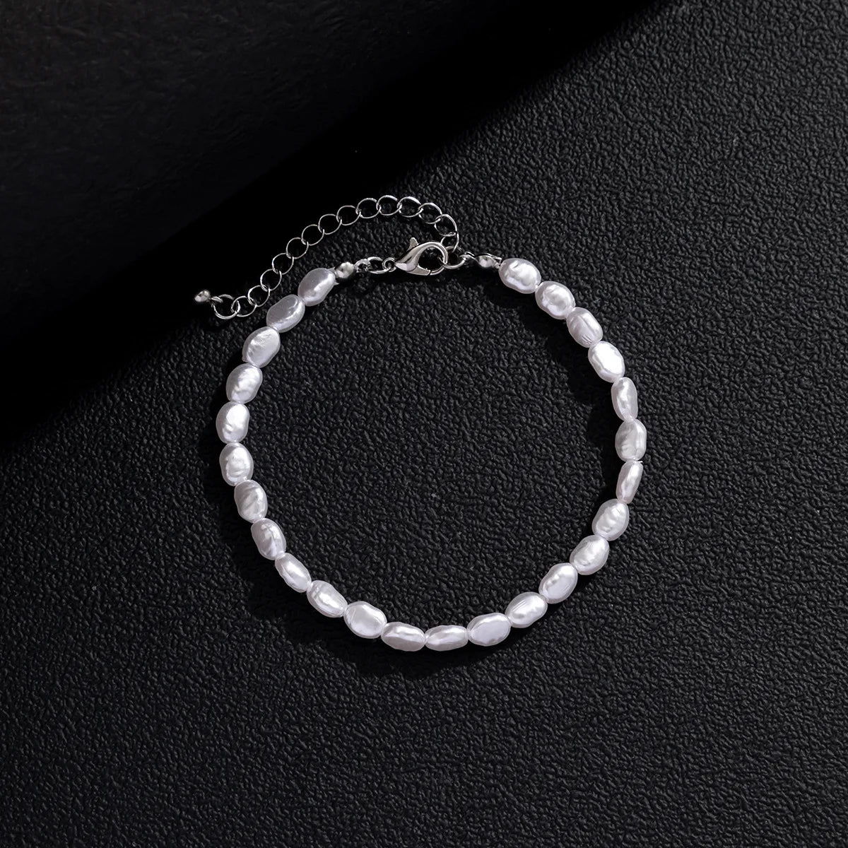 Handmade Oval Pearl Chain Bracelet Necklace Set - Unisex Fashion Jewelry - ZOOMNSTORE