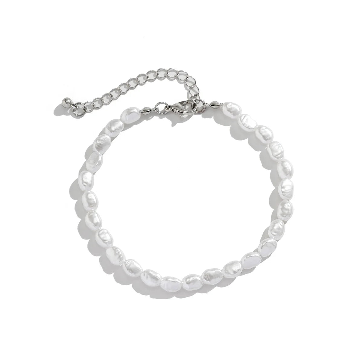 Handmade Oval Pearl Chain Bracelet Necklace Set - Unisex Fashion Jewelry - ZOOMNSTORE