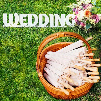 30-1PCS White Paper Parasol Umbrellas DIY Photo Cosplay Prop Bamboo Umbrella For Wedding Party Summer Beach Decor - ZOOMNSTORE
