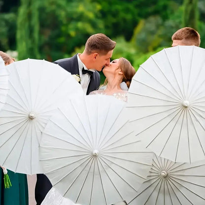 30-1PCS White Paper Parasol Umbrellas DIY Photo Cosplay Prop Bamboo Umbrella For Wedding Party Summer Beach Decor - ZOOMNSTORE