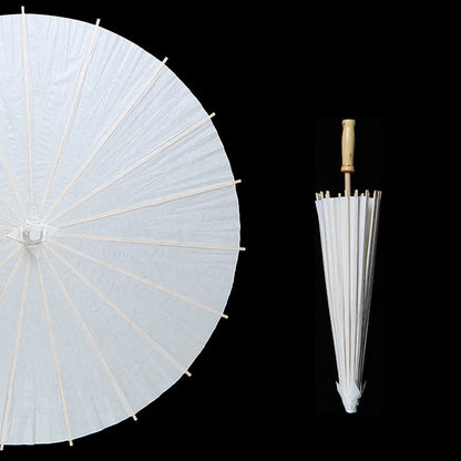 30-1PCS White Paper Parasol Umbrellas DIY Photo Cosplay Prop Bamboo Umbrella For Wedding Party Summer Beach Decor - ZOOMNSTORE