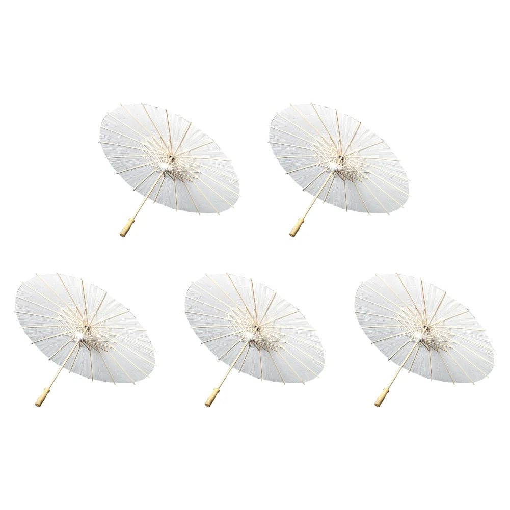 30-1PCS White Paper Parasol Umbrellas DIY Photo Cosplay Prop Bamboo Umbrella For Wedding Party Summer Beach Decor - ZOOMNSTORE
