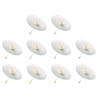 30-1PCS White Paper Parasol Umbrellas DIY Photo Cosplay Prop Bamboo Umbrella For Wedding Party Summer Beach Decor - ZOOMNSTORE