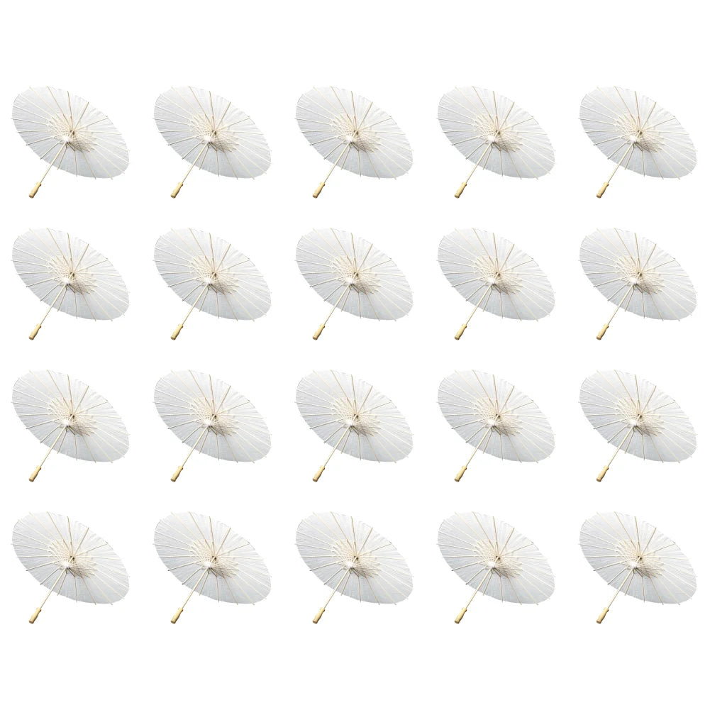 30-1PCS White Paper Parasol Umbrellas DIY Photo Cosplay Prop Bamboo Umbrella For Wedding Party Summer Beach Decor - ZOOMNSTORE