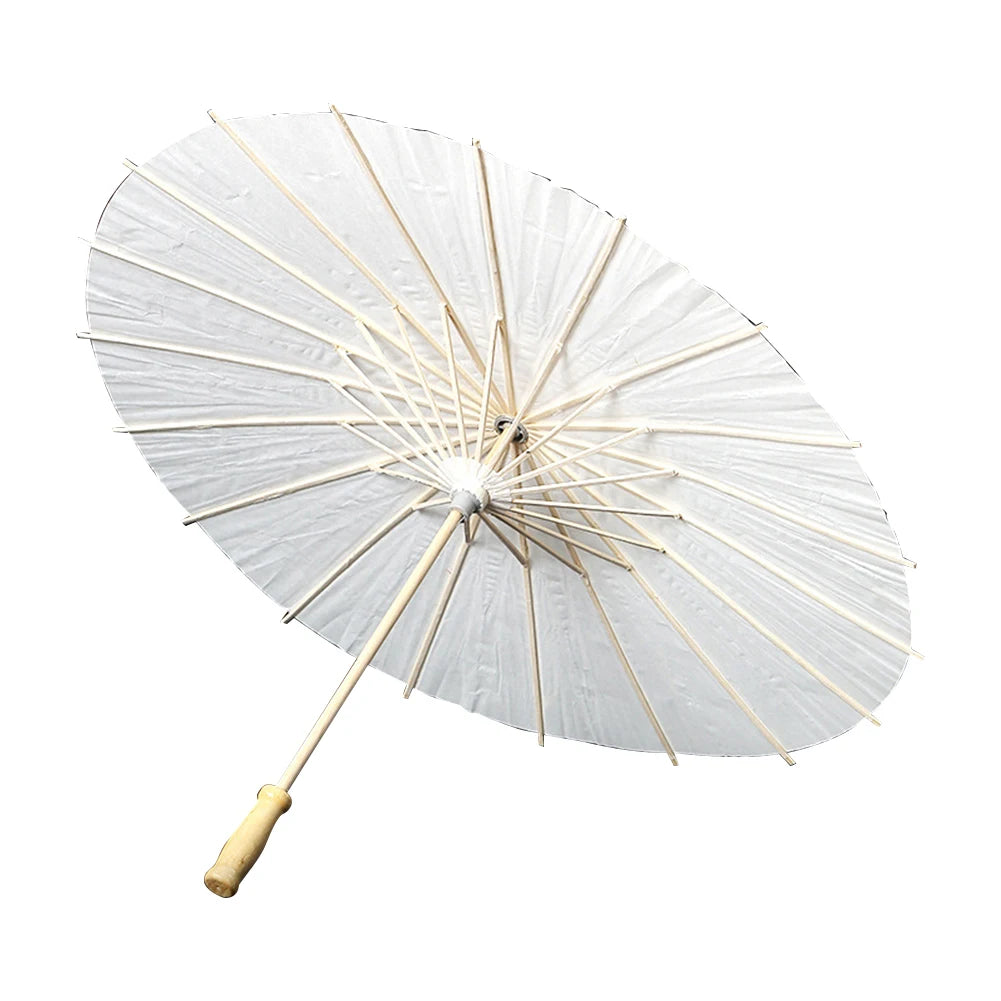 30-1PCS White Paper Parasol Umbrellas DIY Photo Cosplay Prop Bamboo Umbrella For Wedding Party Summer Beach Decor - ZOOMNSTORE