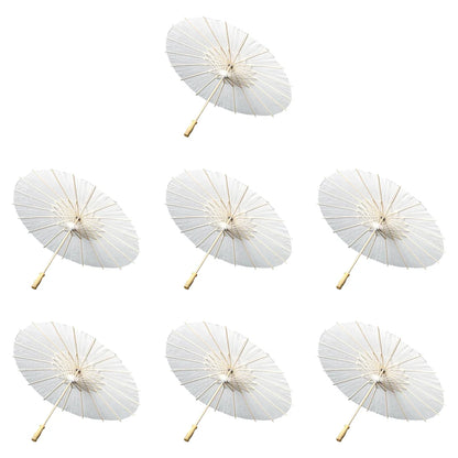 30-1PCS White Paper Parasol Umbrellas DIY Photo Cosplay Prop Bamboo Umbrella For Wedding Party Summer Beach Decor - ZOOMNSTORE