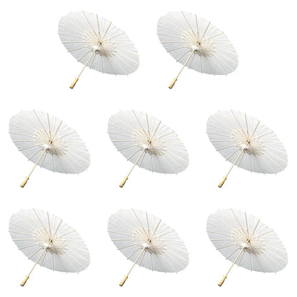 30-1PCS White Paper Parasol Umbrellas DIY Photo Cosplay Prop Bamboo Umbrella For Wedding Party Summer Beach Decor - ZOOMNSTORE