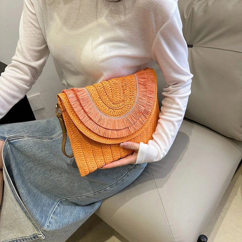 Handmade Raffia Straw Bags - Summer Womens Clutch and Crossbody Purse - ZOOMNSTORE