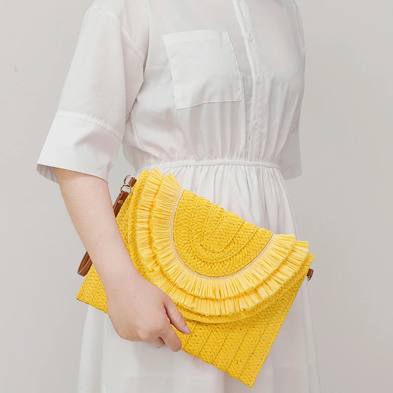 Handmade Raffia Straw Bags - Summer Womens Clutch and Crossbody Purse - ZOOMNSTORE