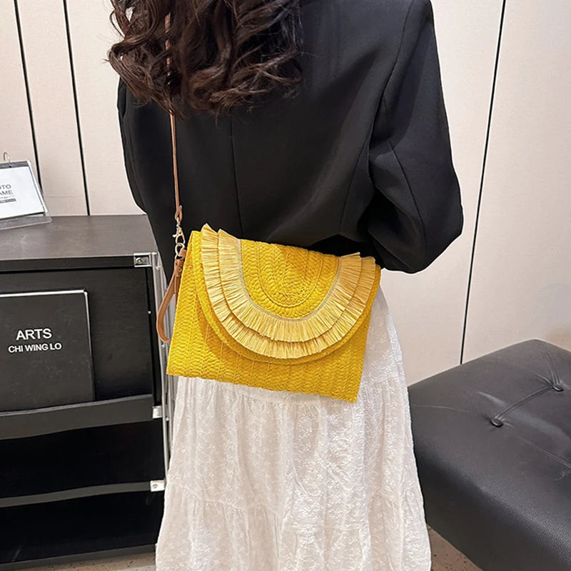 Handmade Raffia Straw Bags - Summer Womens Clutch and Crossbody Purse - ZOOMNSTORE