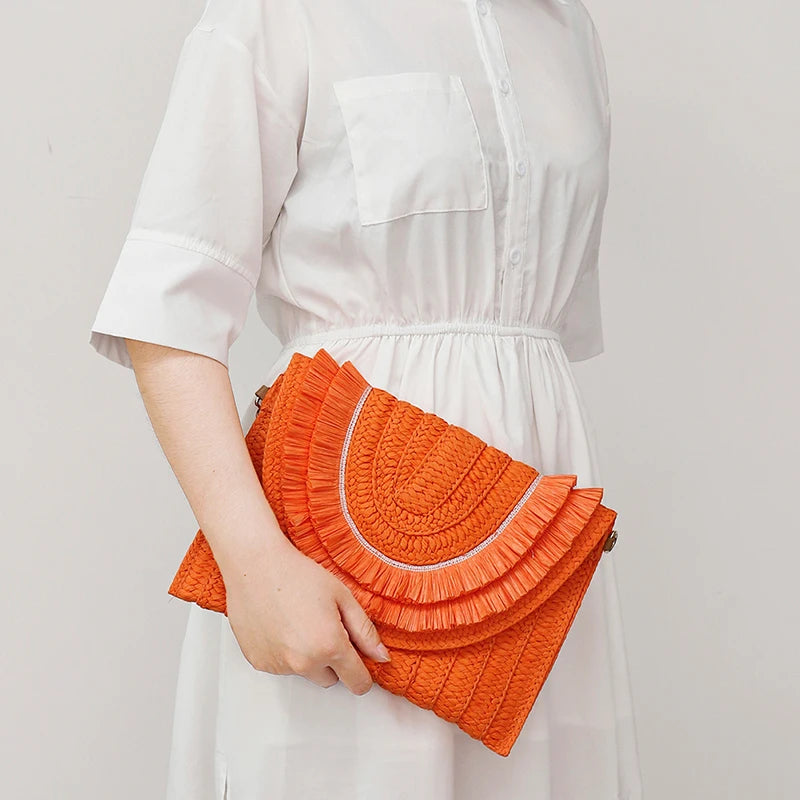 Handmade Raffia Straw Bags - Summer Womens Clutch and Crossbody Purse - ZOOMNSTORE