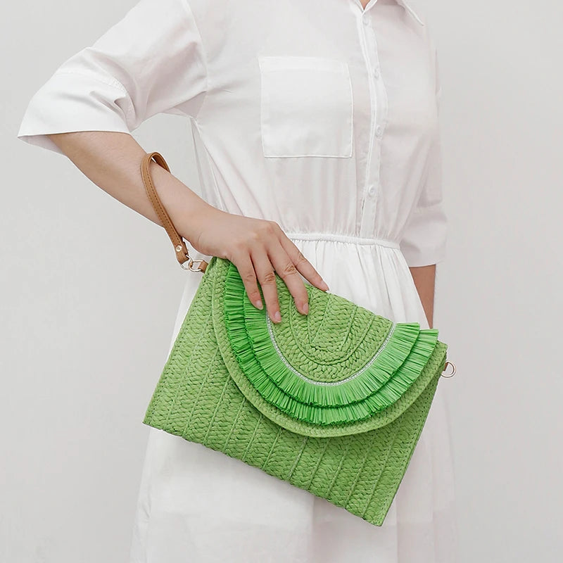 Handmade Raffia Straw Bags - Summer Womens Clutch and Crossbody Purse - ZOOMNSTORE