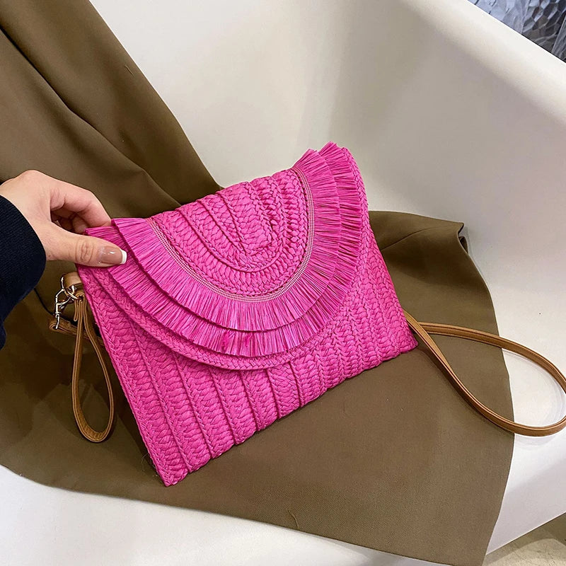 Handmade Raffia Straw Bags - Summer Womens Clutch and Crossbody Purse - ZOOMNSTORE
