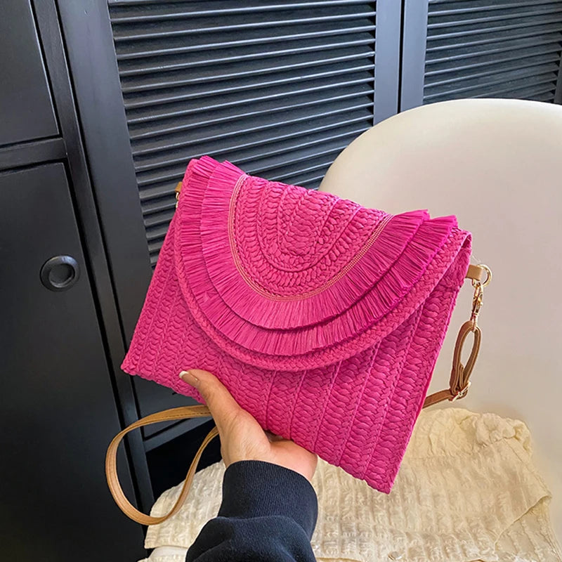 Handmade Raffia Straw Bags - Summer Womens Clutch and Crossbody Purse - ZOOMNSTORE